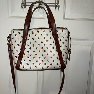 Fossil White and Brown hearts Women's Handbag
